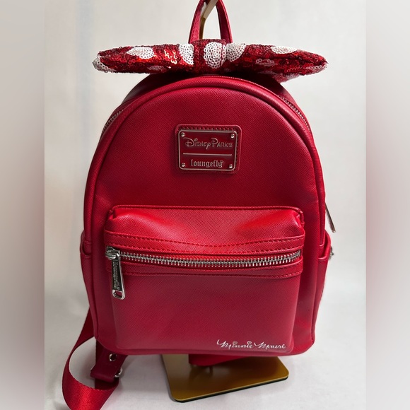 Loungefly Handbags - Loungefly Minnie Mouse Red Sequined Bow Backpack